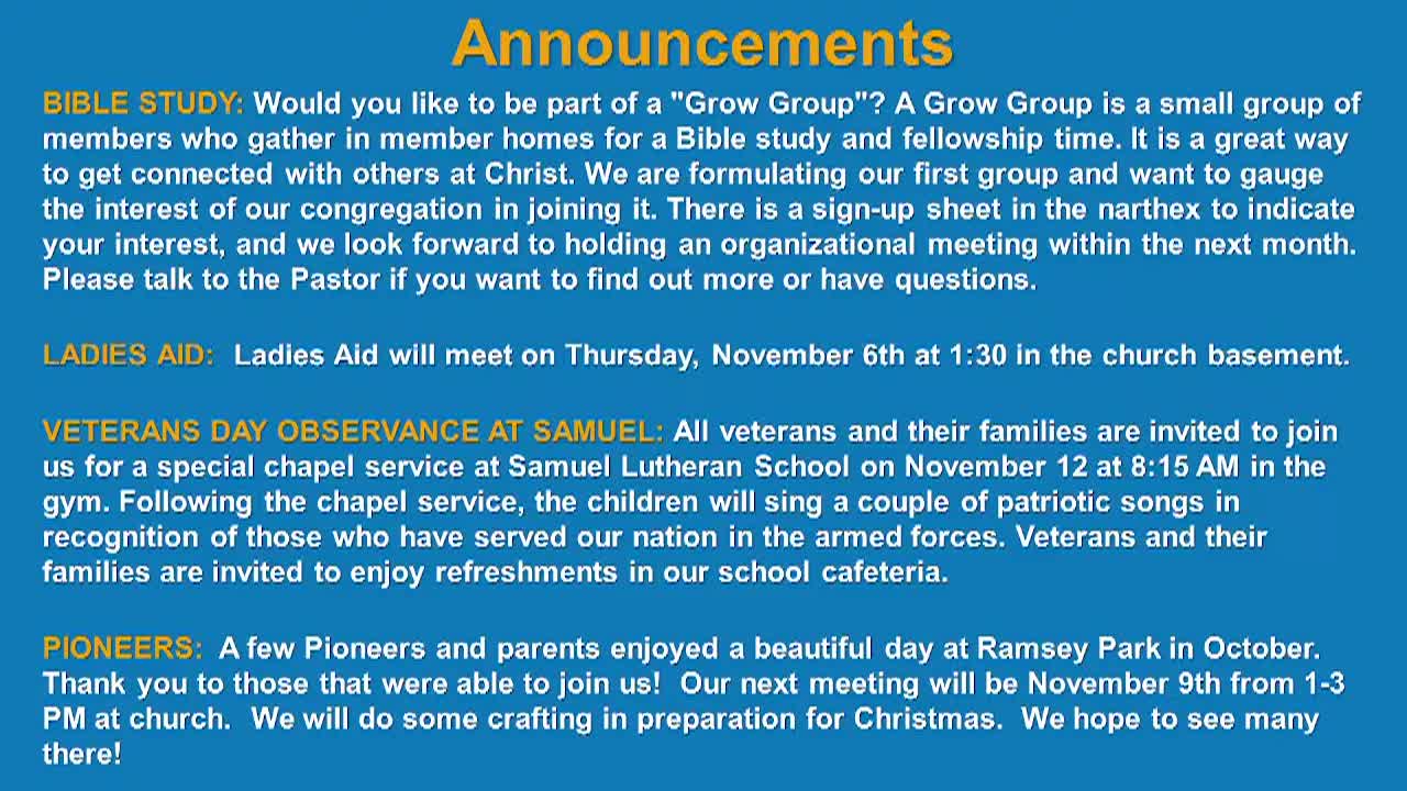 Christ Evangelical Lutheran Church WELS