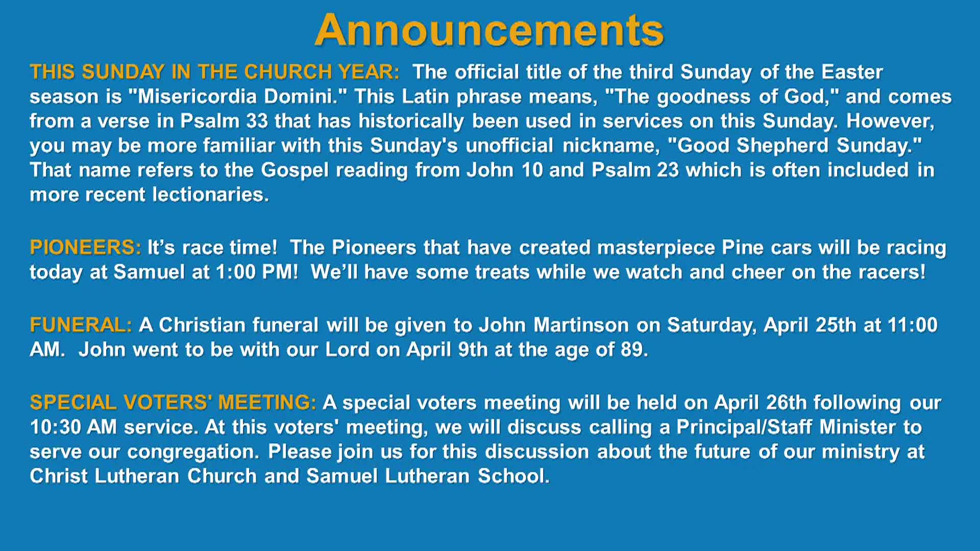 Christ Evangelical Lutheran Church WELS